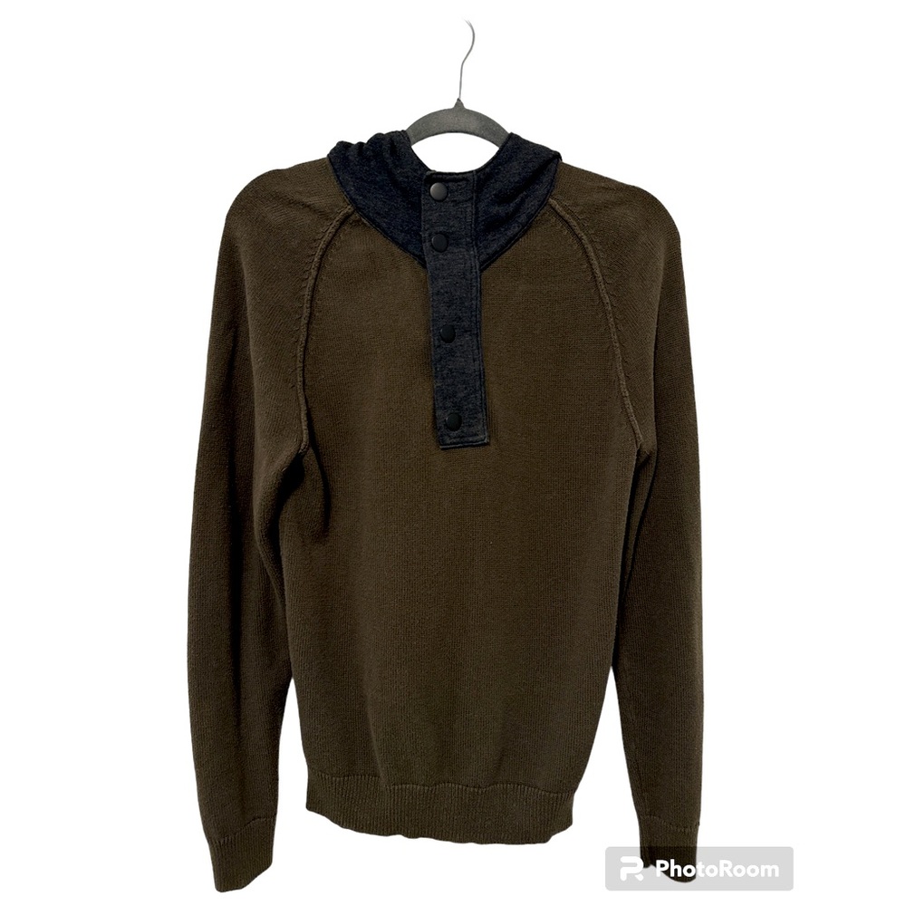MENS KNIT/FLEECE EXPRESS SMALL HOODIE WITH ZIP AND BUTTON DETAIL